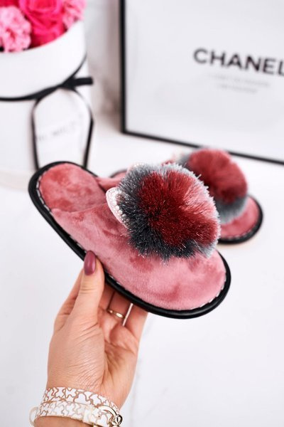 Chaussons Enfant Avec Pompon Rose Cendrillon