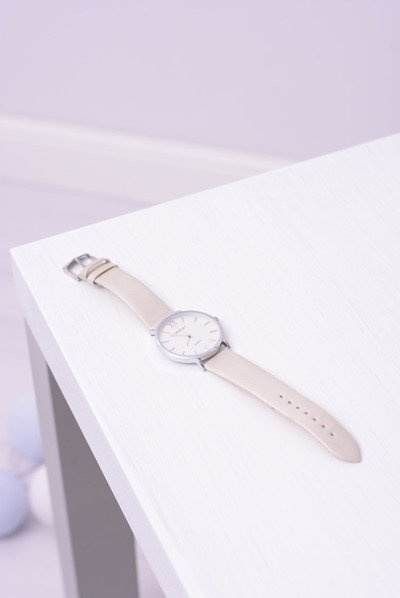 Leder Beige Damen Perle Ernest Uhr