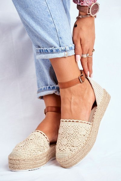 Női Platform Len Espadrilles Beige Palm Spring