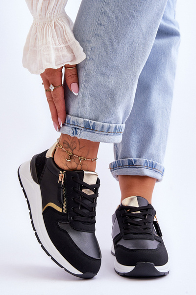 Chaussures de sport pour femmes avec fermeture éclair noires Larisa