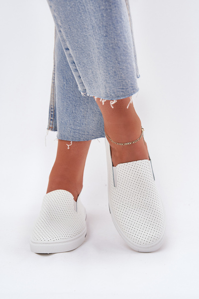 Slip On Eko Leder Damen Sneakers Sneakers Mit Aufschrift Weiße Zalinne