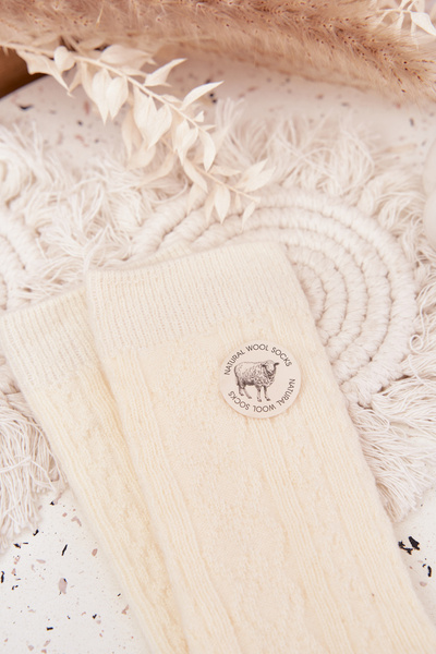 Chaussettes en laine pour femmes Ecru