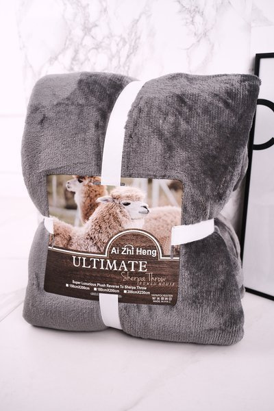 Large Blanket Plush Reverse To Sherpa Throw Grey