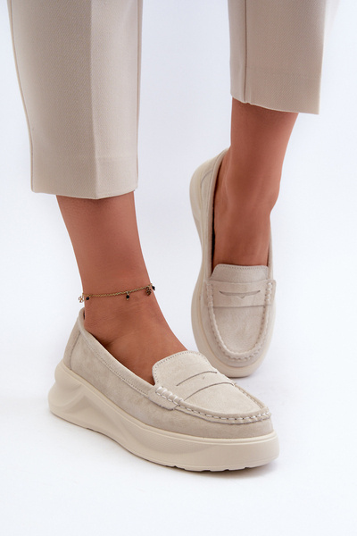 Hellbeige Damen Wildleder Mokassins Filidia