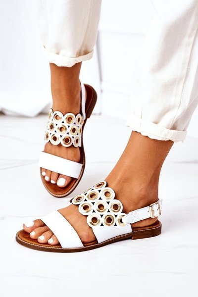 Sandales En Cuir Ajouré Lewski Shoes 3042 Blanc