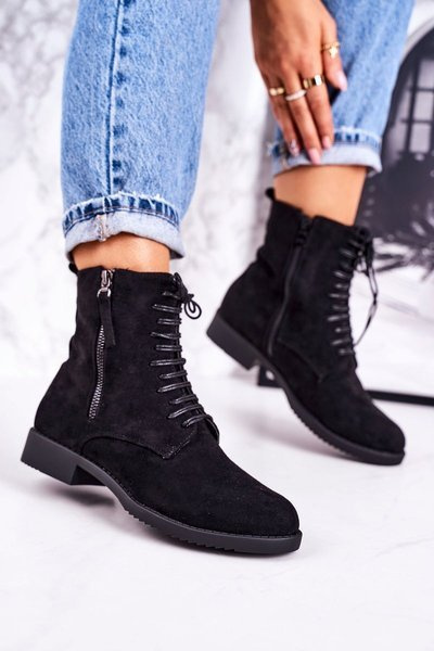 Klasikiniai moteriški izoliuoti batai suede Black Simplicity