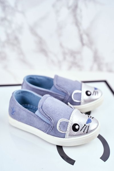 Chaussures Enfant Baskets Slip On Avec Souris Bleu Candys