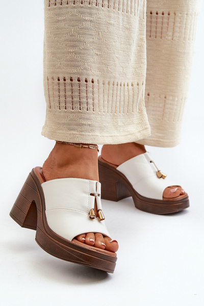 Damen Eco-Leder Plateau- und Blockabsatz-Sandalen Weiß Dafira