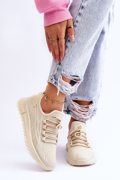 Chaussures de sport à enfiler pour femmes, baskets Beige Rosett