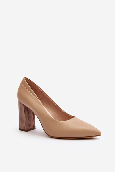 Elegant Pumps On A Decorative Heel Sergio Leone PB217 Dark Beige