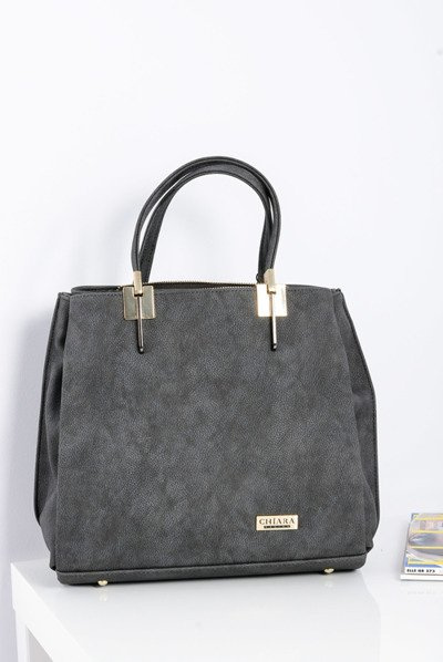 Large Grey Women's Handbag + Sachet + Mirror POLAND
