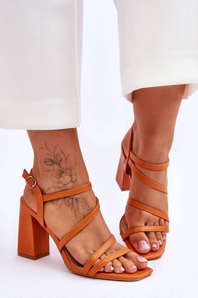 Sandales à Talons en Cuir Orange Florentina