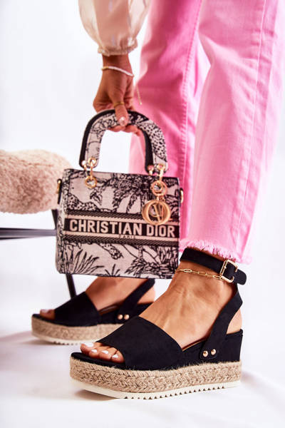 Sandales En Daim Noir Lisbonne