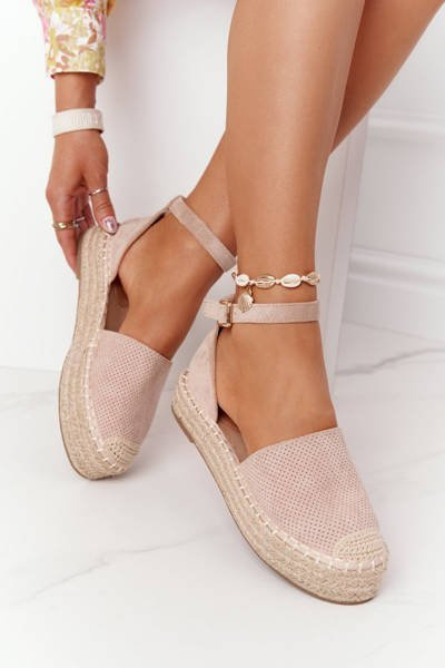 Espadrilės ant šiaudų platformos smėlio spalvos Balis