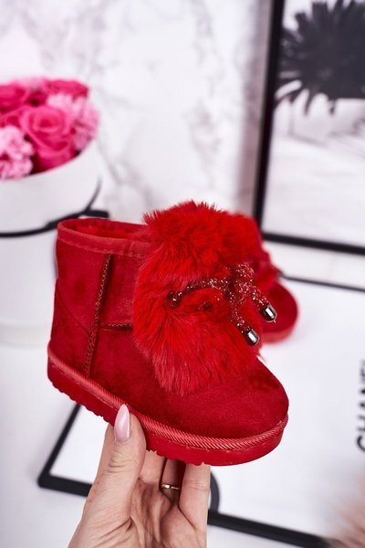 Fleecegefütterte Kinder-Schneestiefel Wildleder Rot Amelia