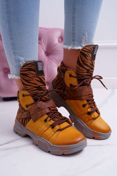 Damen Lederstiefel Stiefel Maciejka Gelb 04218