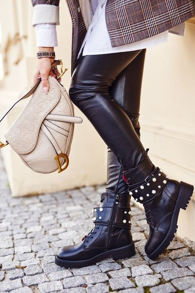 Women's Insulated Boots With Pearls Black Mishigan