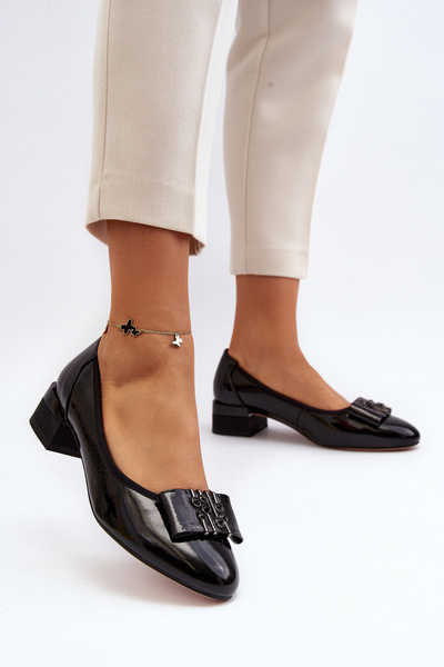 Escarpins vernis noirs à talon bloc Ilvanna