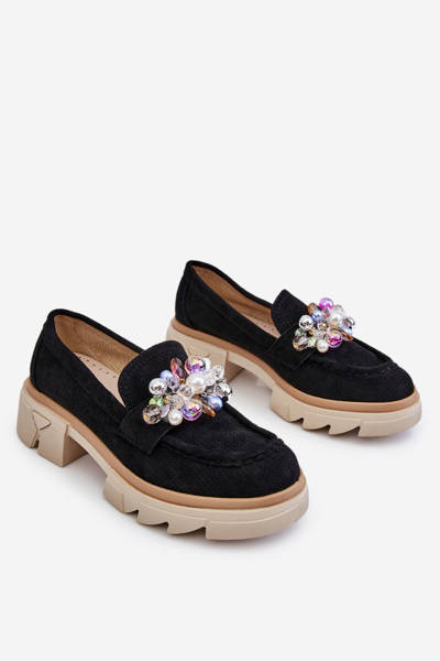 Women's Loafers Shoes With Ornaments Black Issac