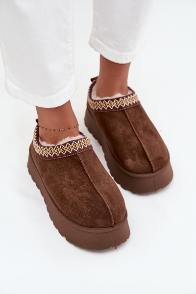 Chaussons bottes d'hiver à plateforme avec broderie marron Tamilda