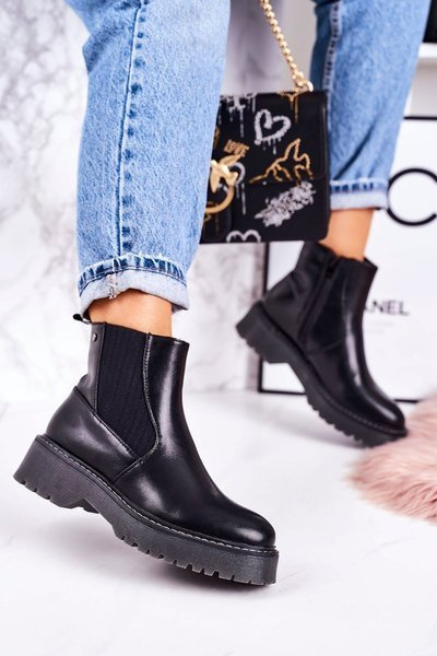 Bottines Chelsea Isolées Pour Femme Sur Semelle En Caoutchouc Noir Voyager