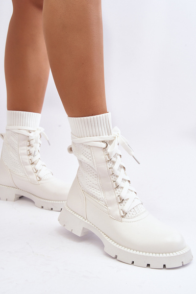 Damen Schnürstiefeletten mit weißen Socken Gentiana