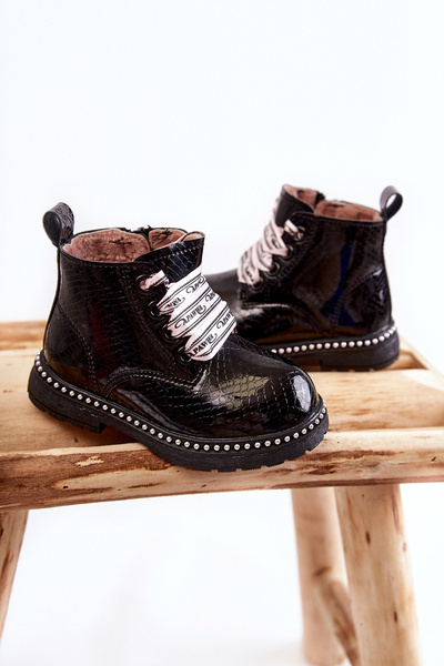 warme Lederstiefel für Kinder Schwarze Dottie