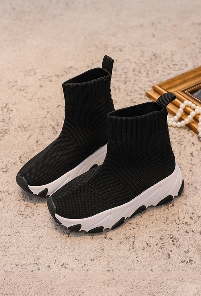 Kinder-Sport-Sockenschuhe Schwarz-Weiß Zaelin