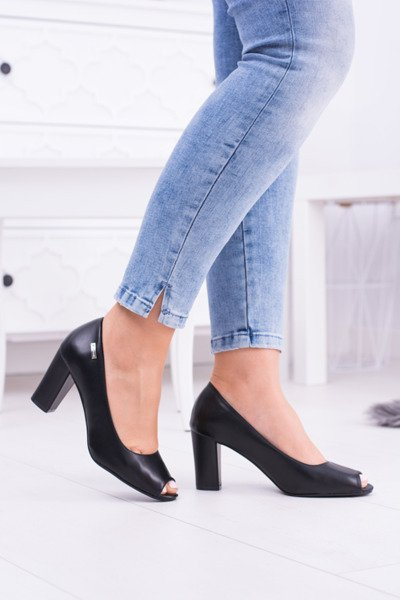 Damen Sergio Leone Zehenfrei Schwarz Penelope Pumps
