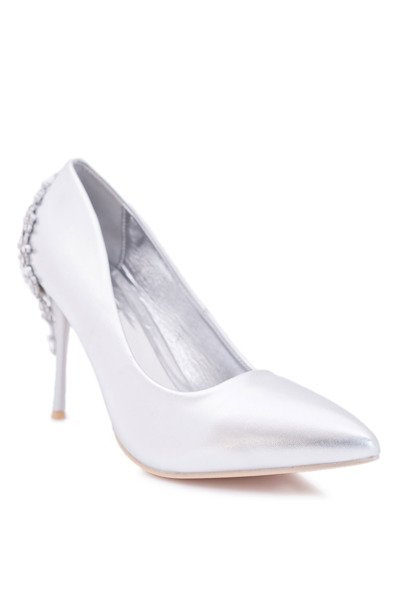 Damen Silber Stilettos mit Ornament Larento