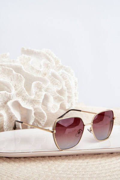 Lunettes de soleil pour femmes avec inserts en brocart UV400 doré-marron