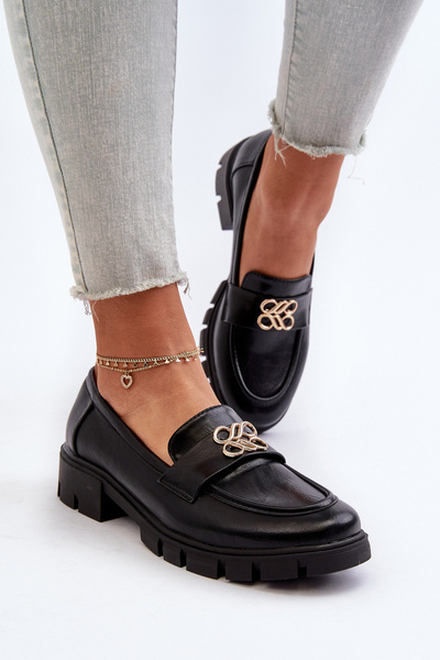 Mocassins élégants pour femmes avec détail en or noir Tosisa