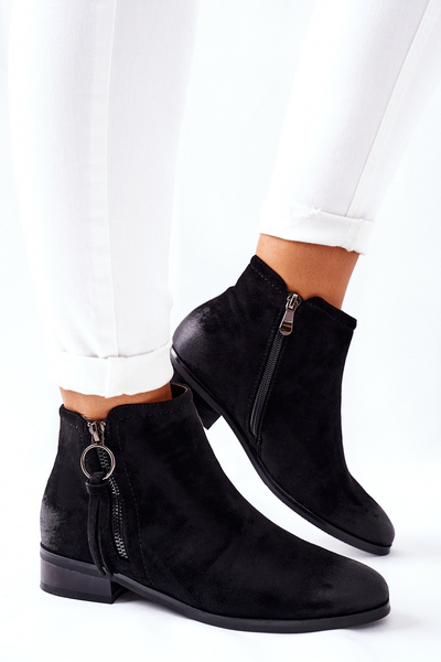 Gepolsterte Wildlederstiefel für Frauen Schwarz Janice