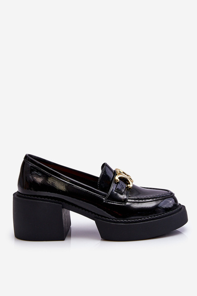 Pompe la modă de brogues pe călcâie masive negre imani