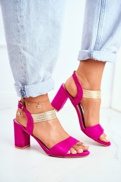 Damen Stiletto Sandalen Wildleder Fuchsia Enjoy