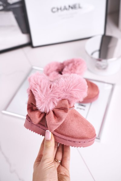Children's snow boots with fur and bow pink Vella