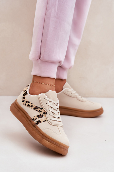 Női Sneakers Platformon Párduc Bézs Totter
