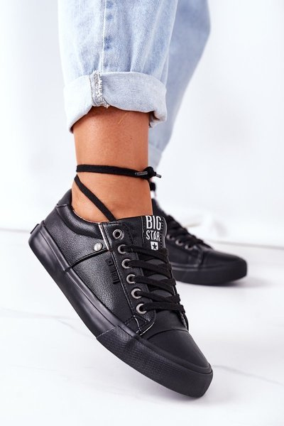 Damen Leder Turnschuhe Big Star GG274061 Schwarz