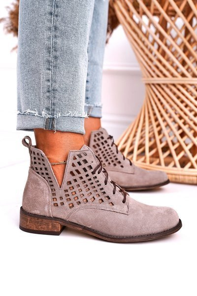 Women's Openwork Wildlederstiefel Cappuccino Susannah