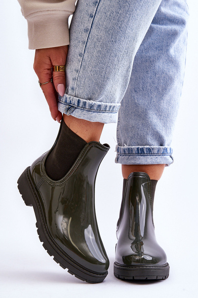 Bottines Chelsea Galoshes à enfiler pour femmes vert foncé Larone