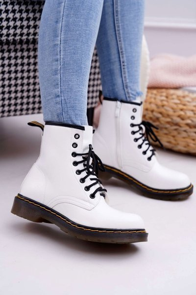 Damen Trapper Stiefel Glans White Gangsta