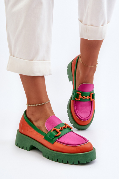 Damen Leder Mokassins mit Verzierung CheBello 4444 Orange
