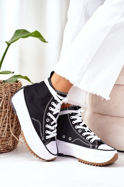 Aukšti sportbačiai ant platformos juodi elektriniai meilė