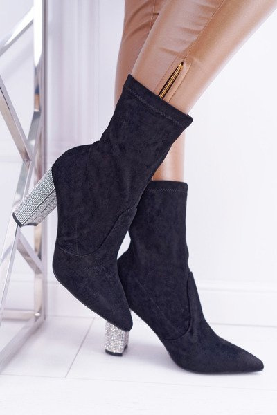 Cizme de stiletto negru pentru femei Suede Hendo
