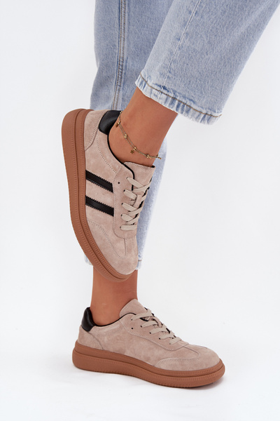 Baskets en daim pour femmes à plateforme beige Elivienne