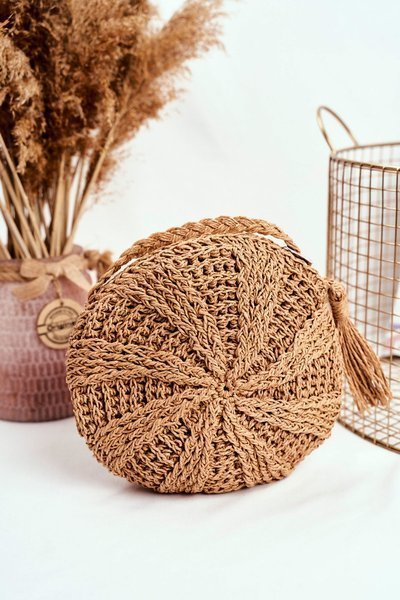 Frauen geflochtene Handtasche Boho Camel