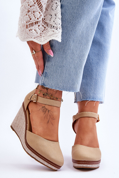 Klassische Keilsandalen für Damen Dunkelbeige Malani