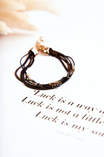 Verstellbares Damenarmband mit Kristallen Schwarz