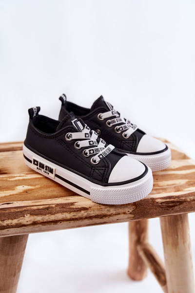 Children's Leather Sneakers BIG STAR KK374043 Black and white