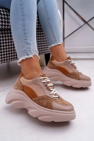 Chaussures Femme Sportives Semelles Épaisses Camel Cardamon